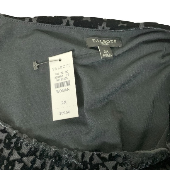 Talbots Black Scoop Neck Long Sleeve Bell Sleeve Blouse - Picture 5 of 8